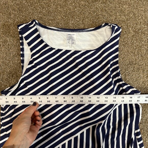 Lands' End Lycra Xtra Life Tankini Swimsuit Top Womens 18W Deep Sea Mixed Stripe - Picture 6 of 11
